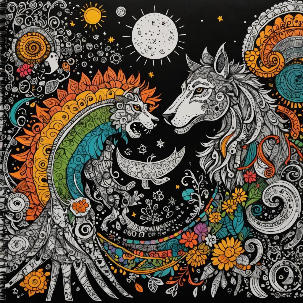 Doodle-Filled College Ruled Notebook Page