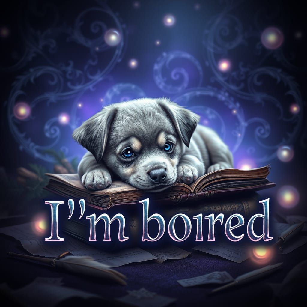 Mystical Puppy in Ancient Library