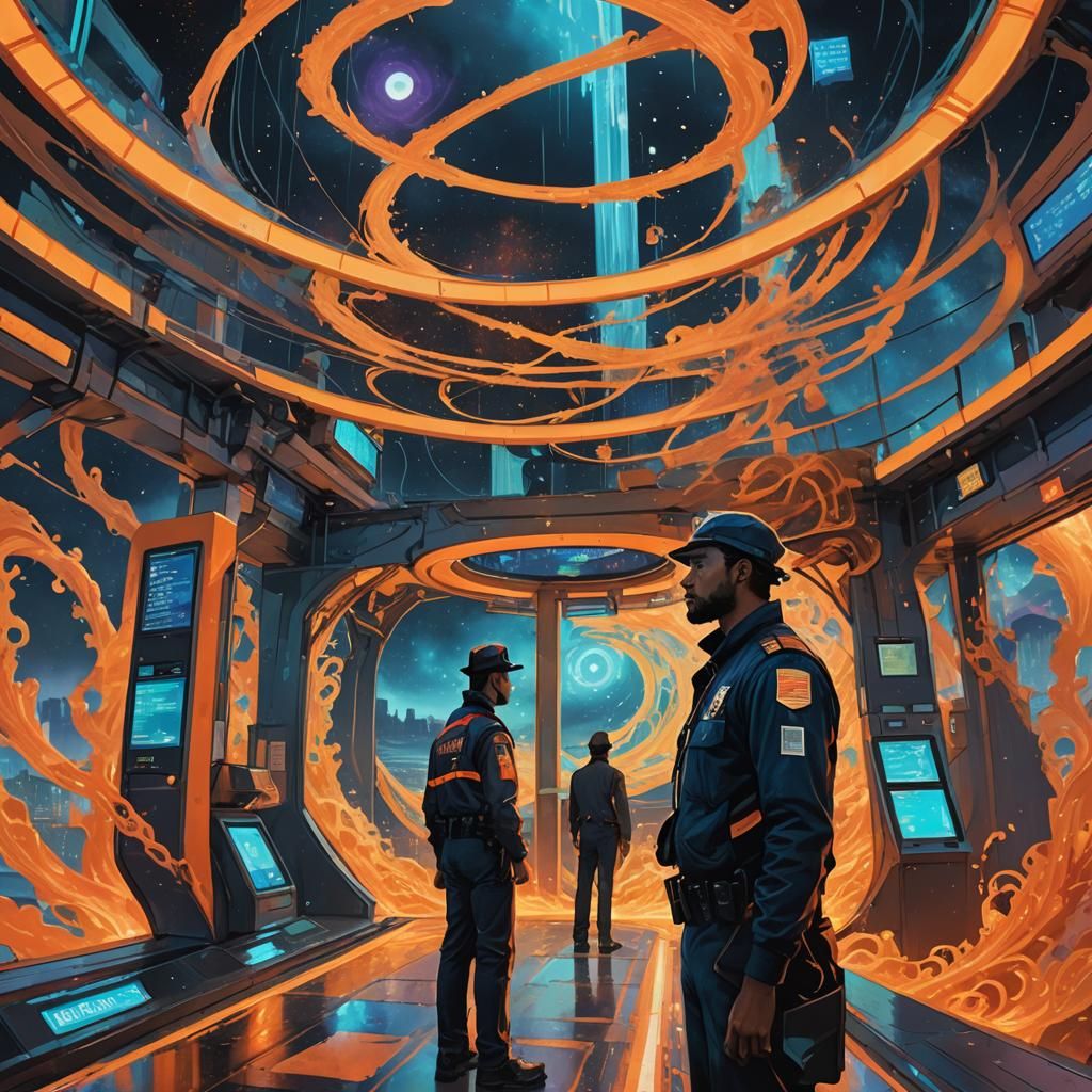 Mystical Toll Booth Worker in Fantasy Landscape