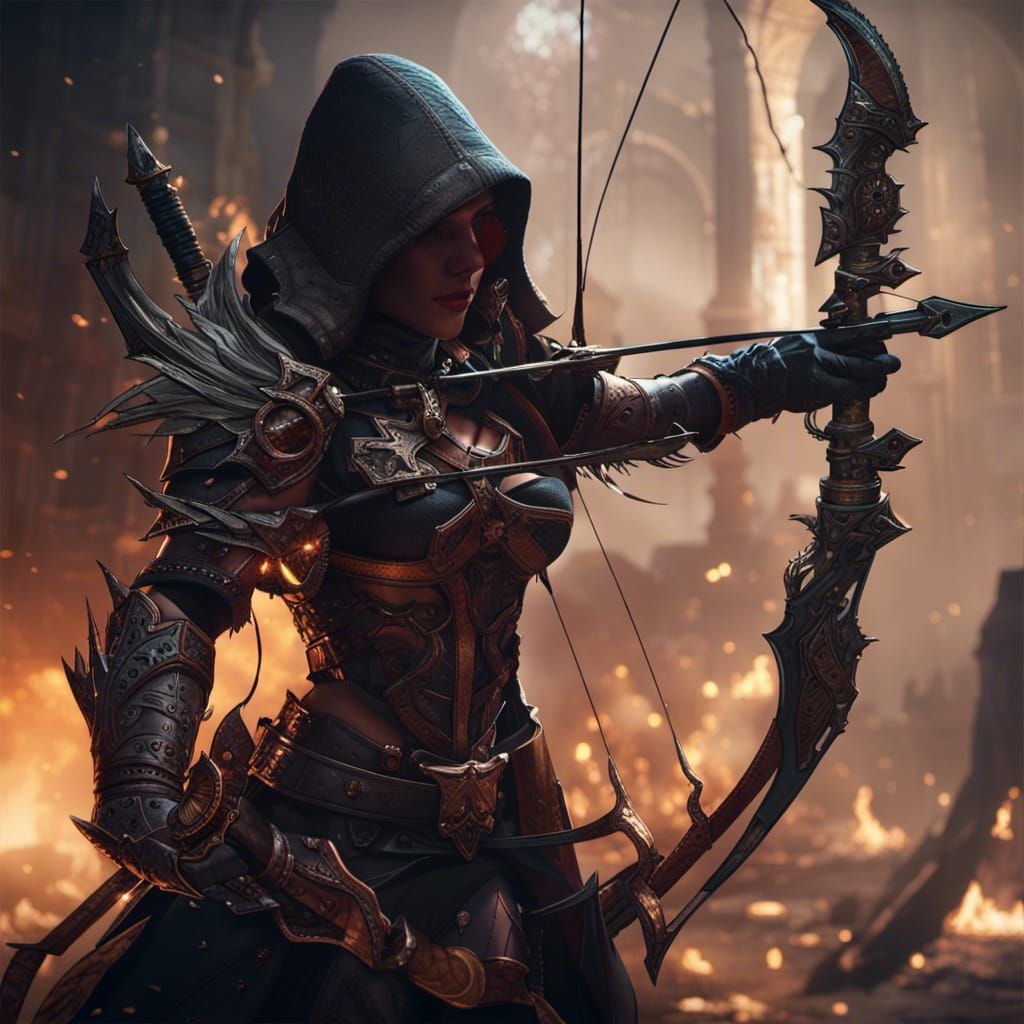 Diablo 4 Rogue with Bow: Dark Fantasy Concept Art