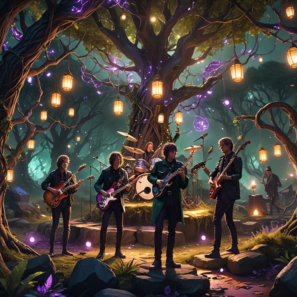 Toploader Band Performing in Mystical Glowing Forest