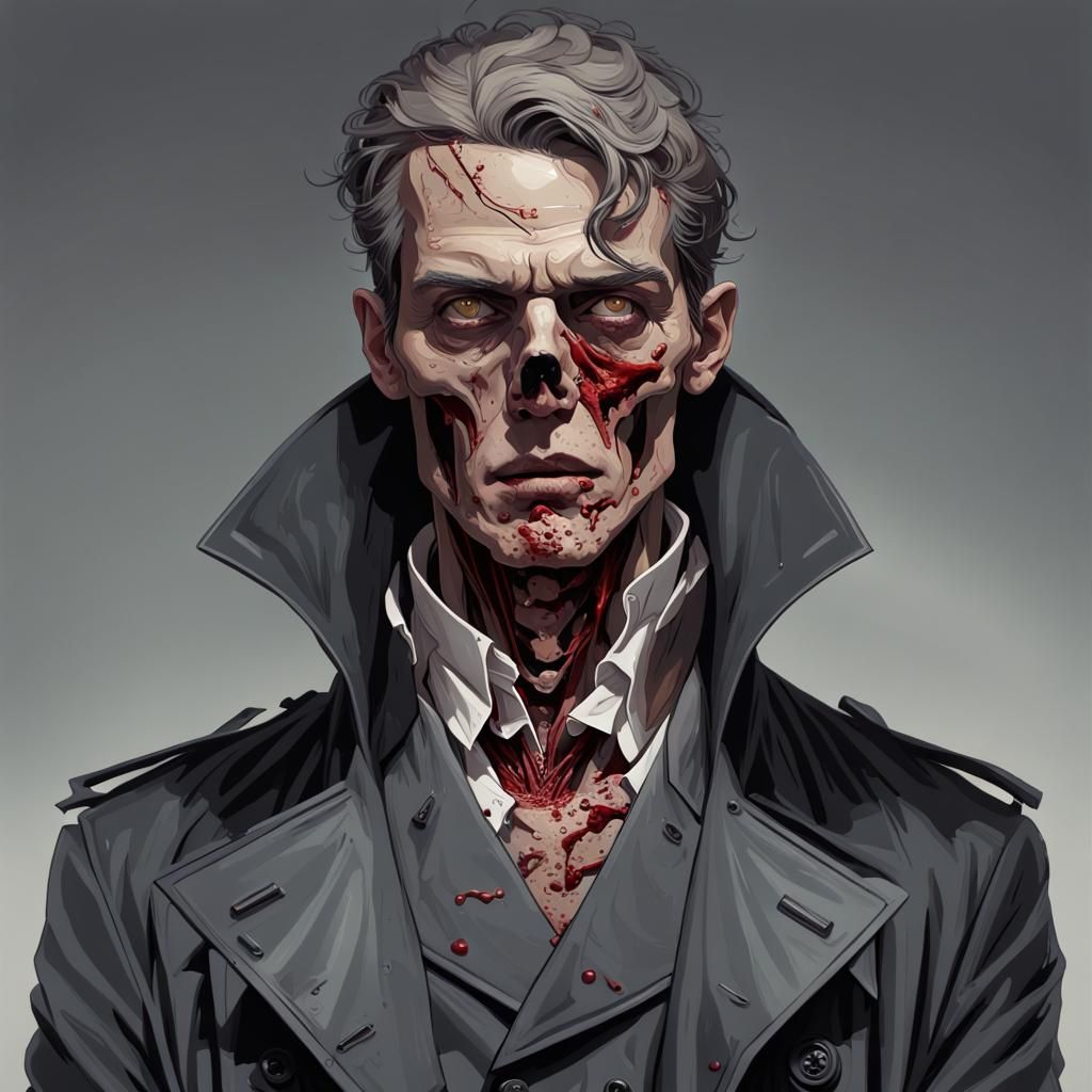 Decomposing Zombie Portrait in Hyperdetailed Style