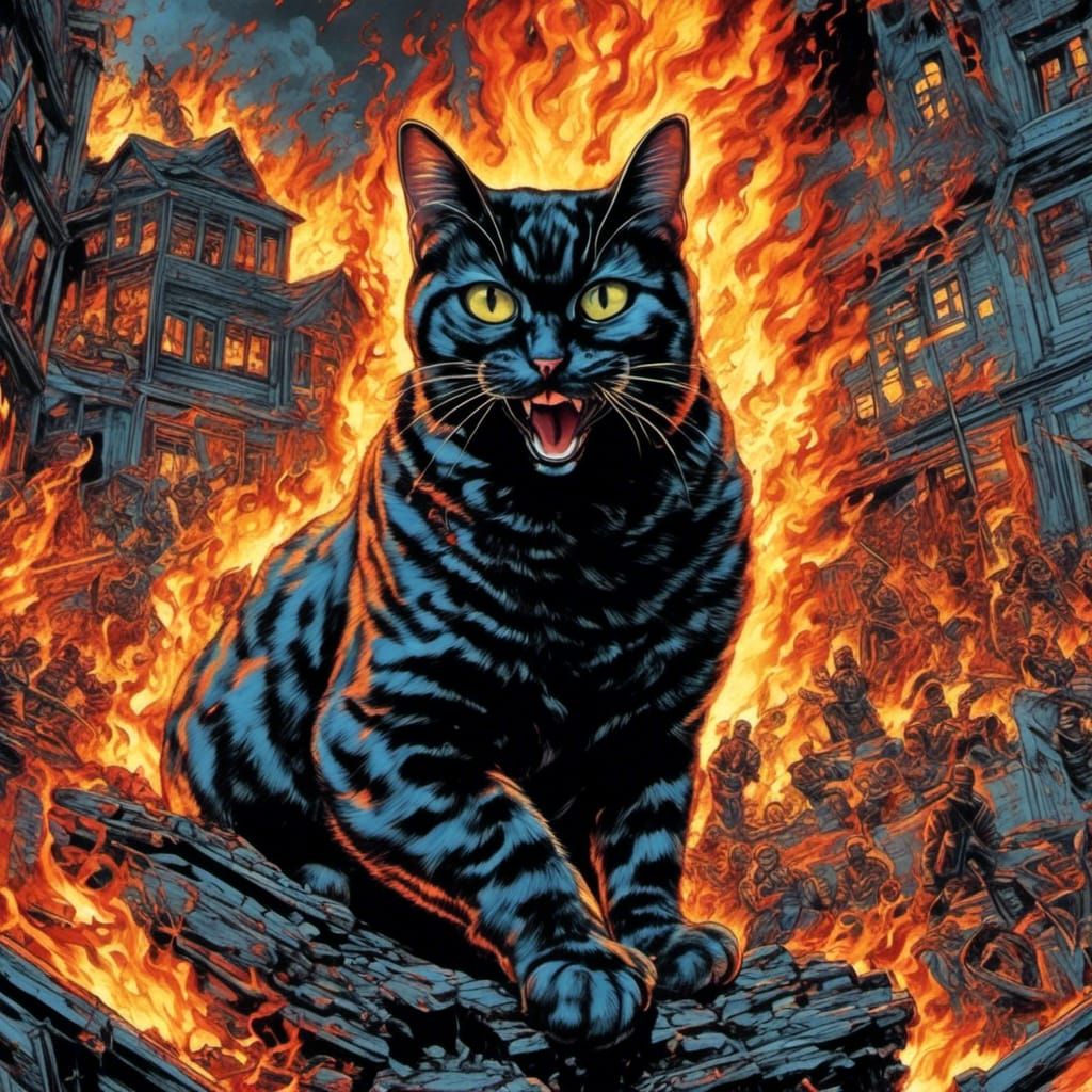 Sinister Cat Portrait in Chiaroscuro Style