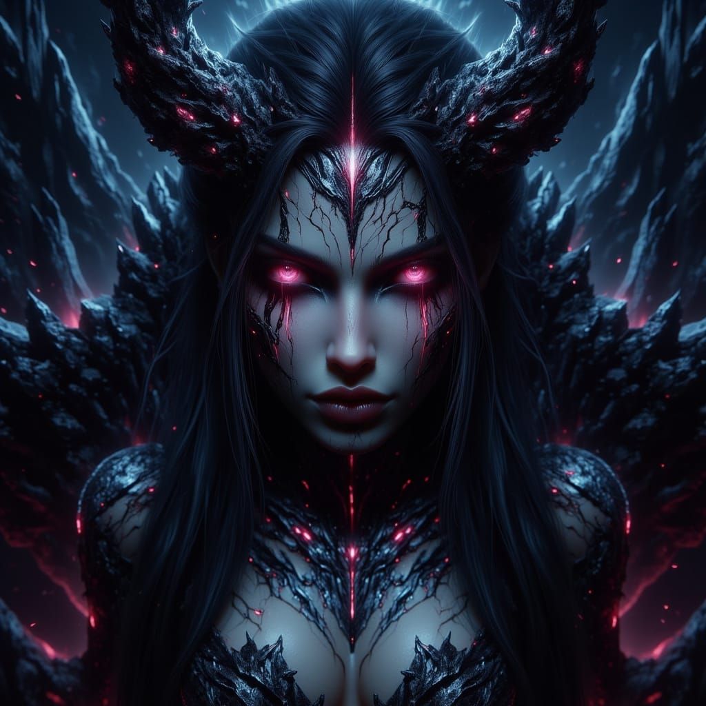 Sad Demon Princess Crying Amethyst Tears