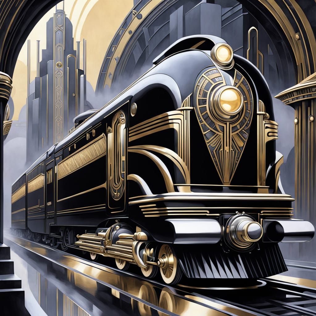 Luxury Art Deco Train Locomotive Unveiled in Gold and Black