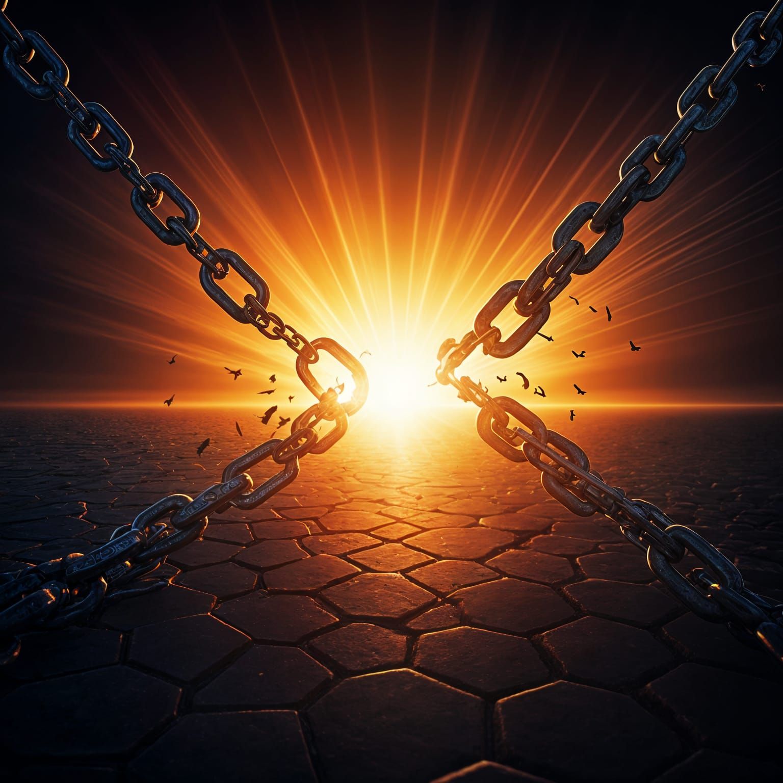 Sunrise Over Broken Chains: Symbol of Freedom
