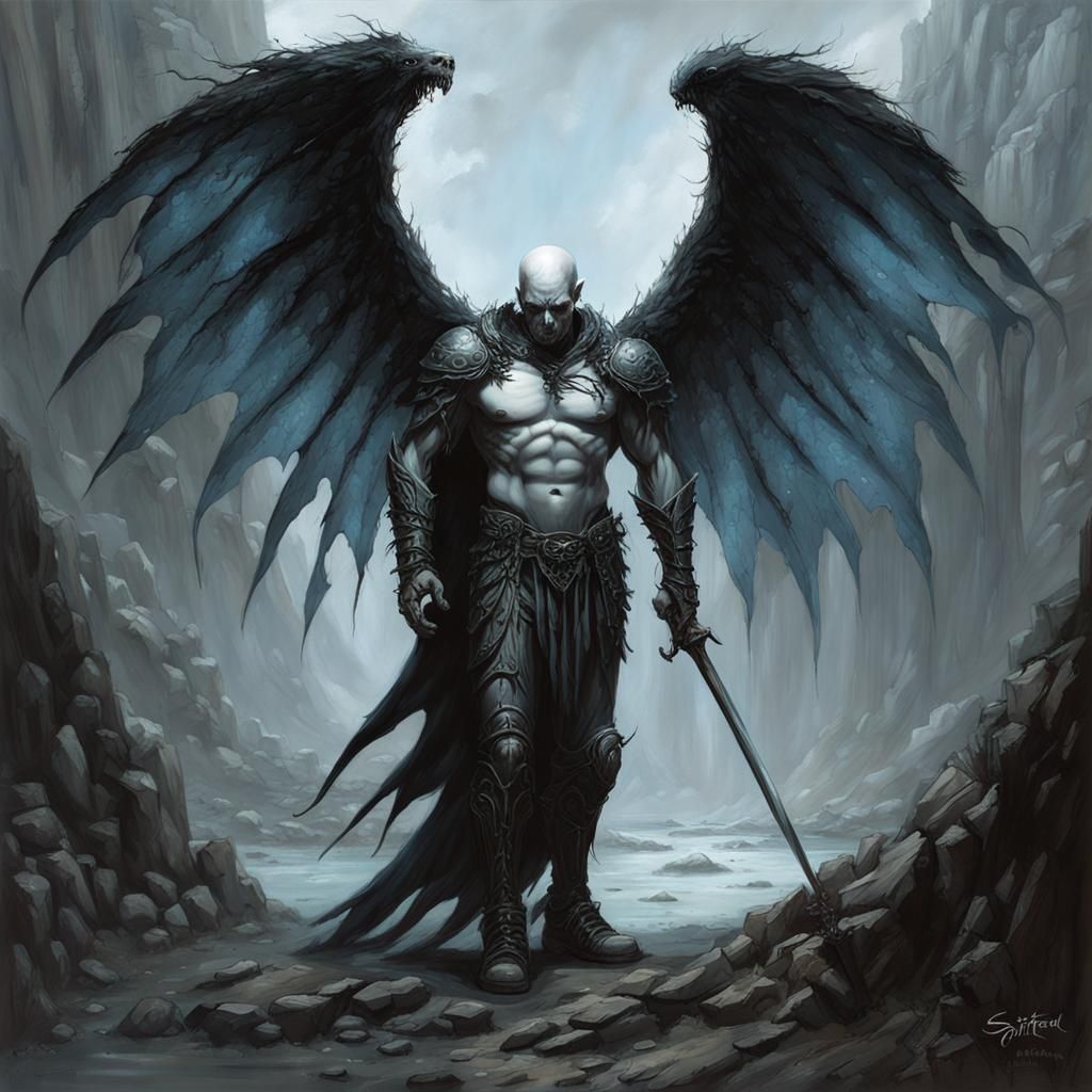 Gothic Angel in Dark Cave by Greg Rutkowski