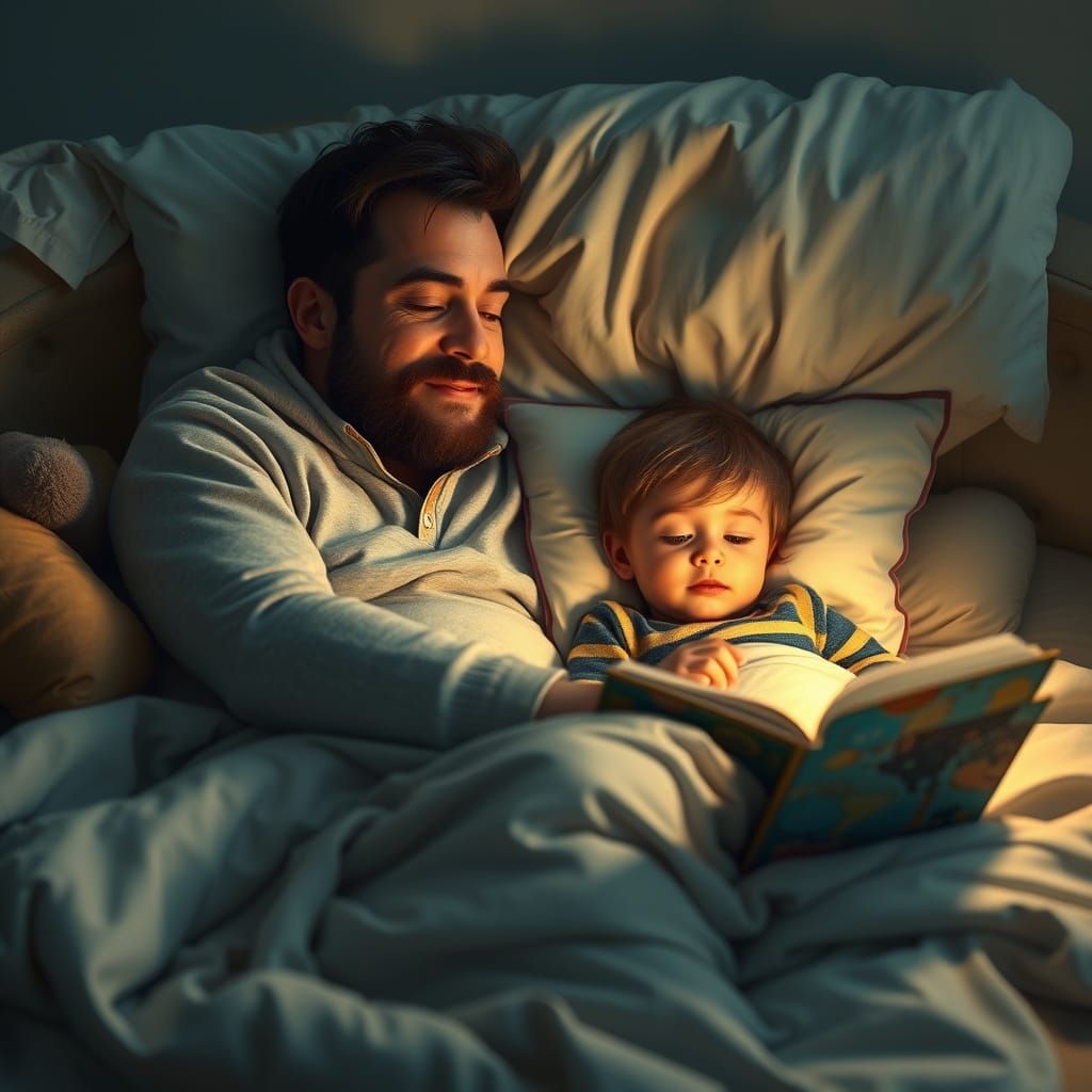 Cozy Bedtime Story Scene in Ultra-Detailed 8K