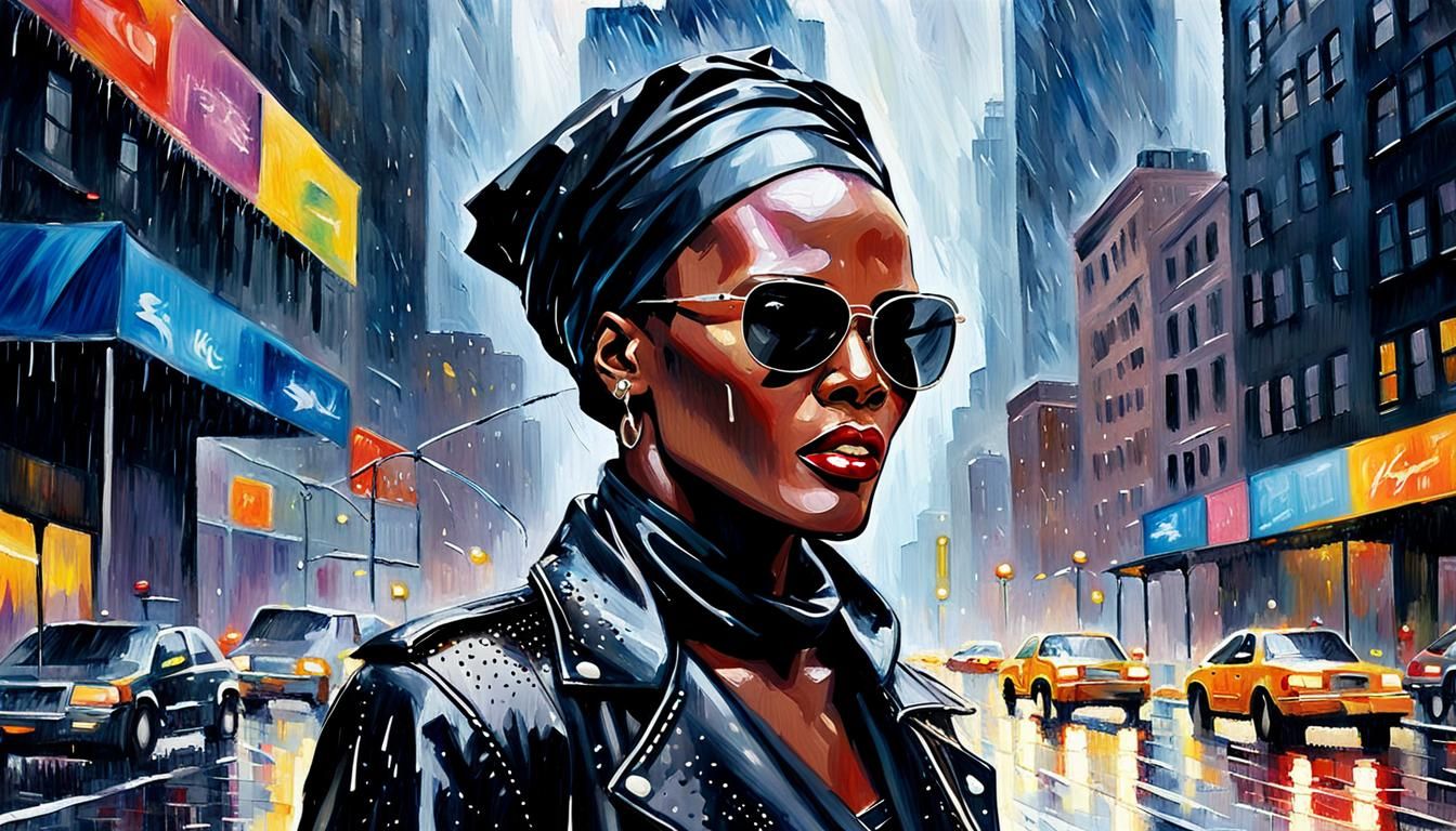 Grace Jones in Rainy New York City Street, Pop Art