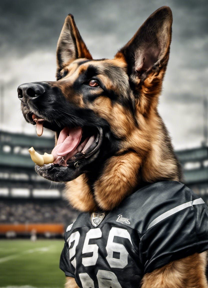 German Shepherd Football Linebacker in HDR