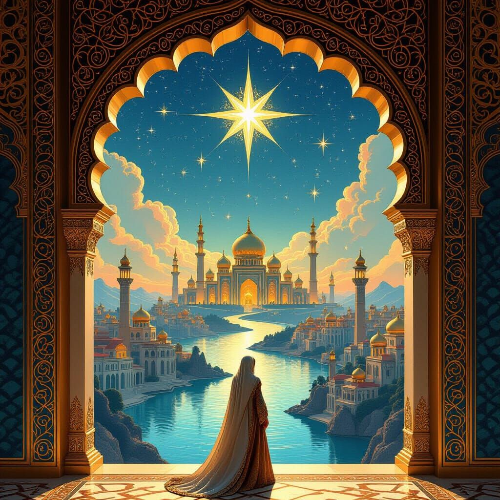 Mystical Golden Gate to Floating Palaces, Art Nouveau