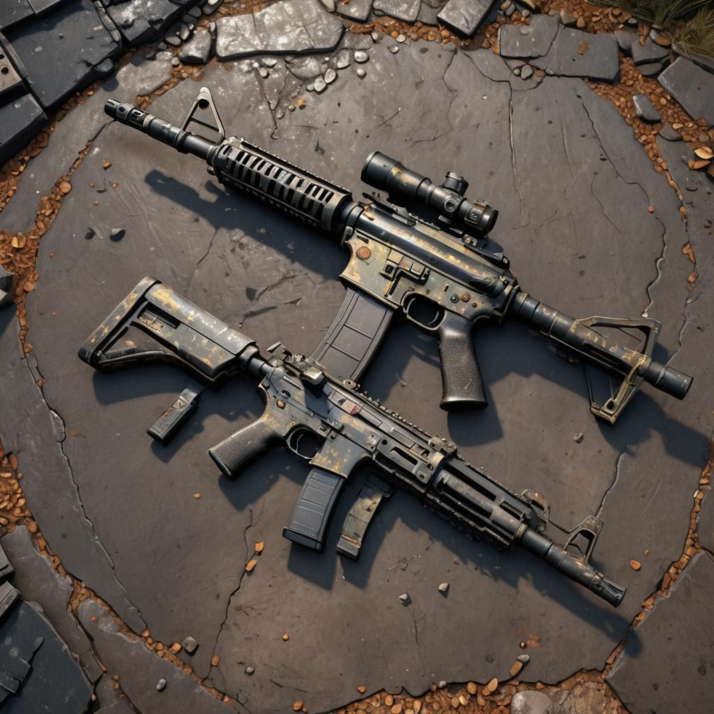 Detailed M4a1 Gun Skin, Digital Matte Painting