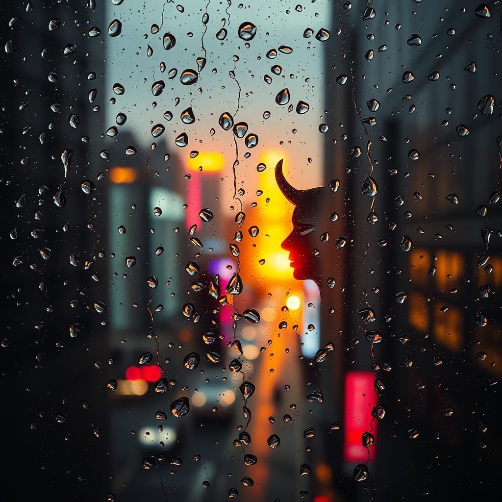 Surreal Raindrop Portraits in Cityscape Reflections