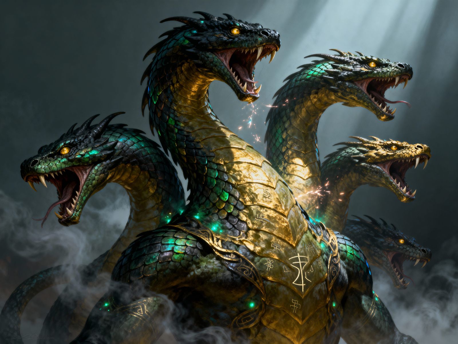 Colossal Hydra Portrait: Mythic Fantasy Creature