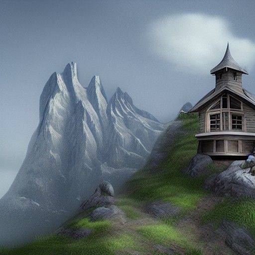 House on a Mountain: Detailed Matte Painting