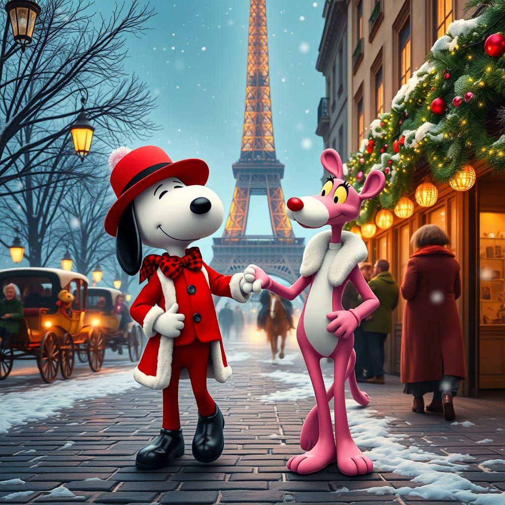 Parisian Christmas Wonderland with Snoopy and the Pink Panth...