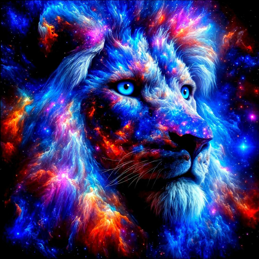 Cosmic Lion Constellation Portrait