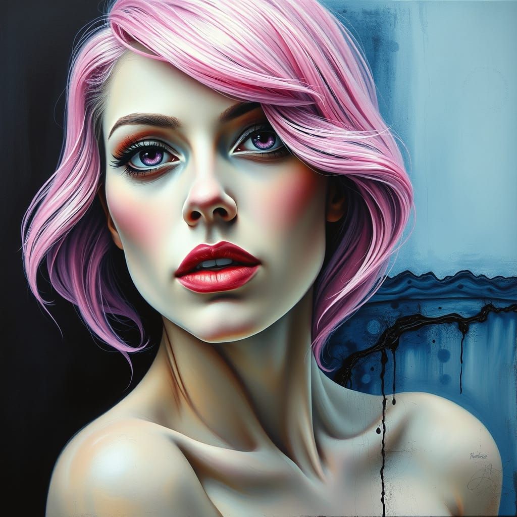 Pink Haired Woman Paints Living Art in Alcohol Ink Style