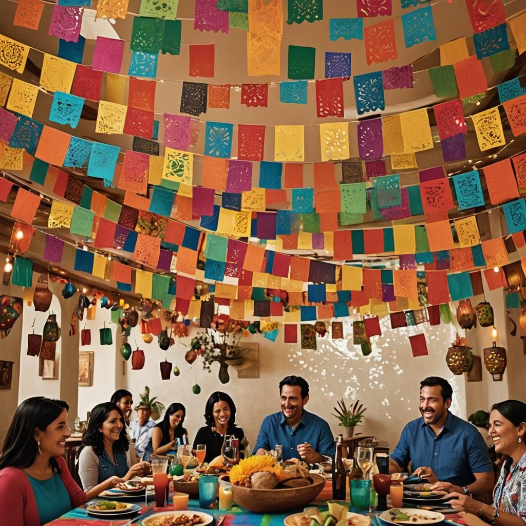 Festive Mexican Dinner Party with Vibrant Colors