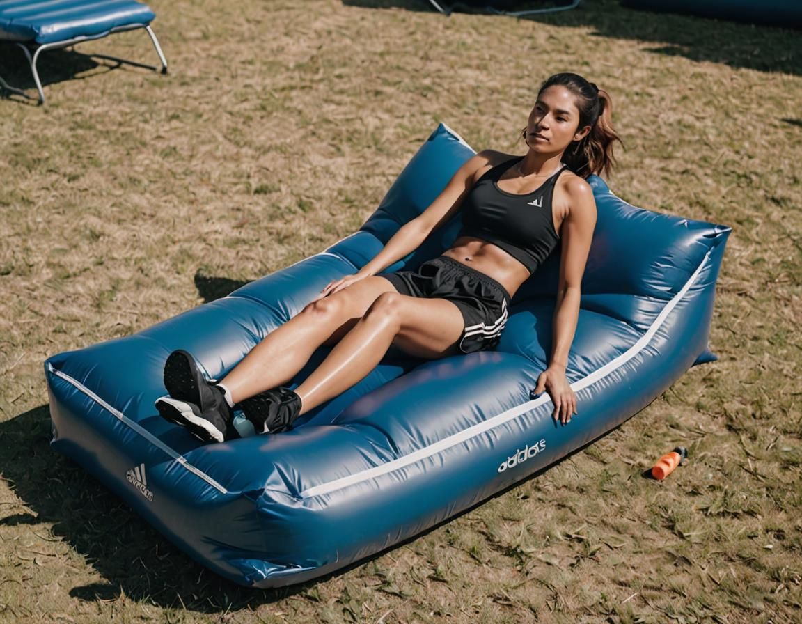 Woman Resting on Inflatable Lounge