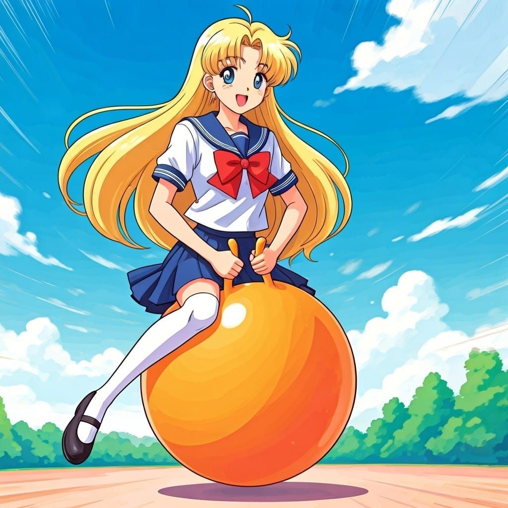 Minako Aino Bouncing on a Hopper Ball