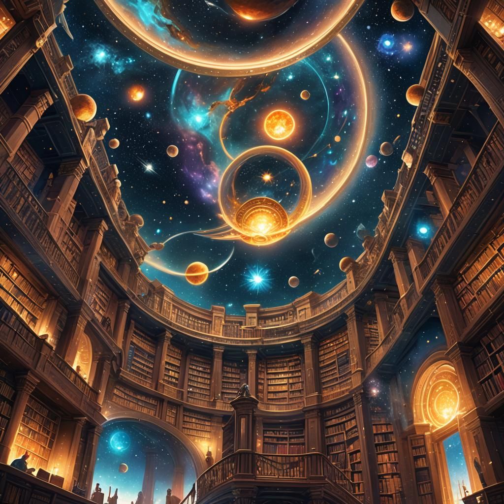Cosmic Library of Alexandria in Epic Fantasy Style