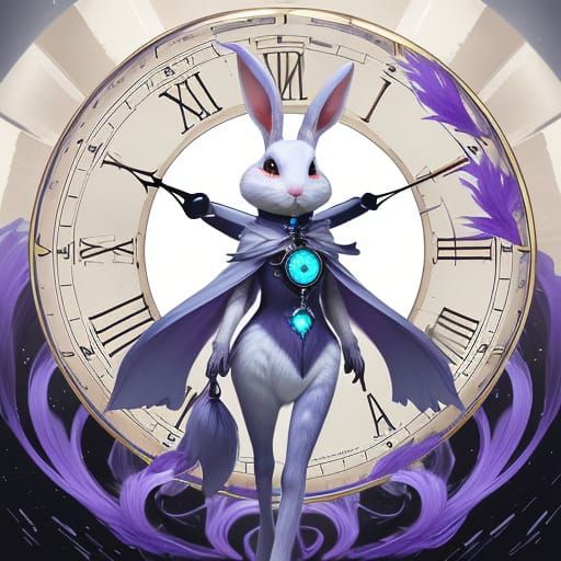Anxious Clockwork Rabbit with Fob Watch