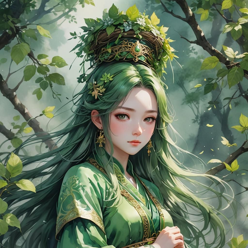 Divine Spirit of Abundance in Watercolor Style