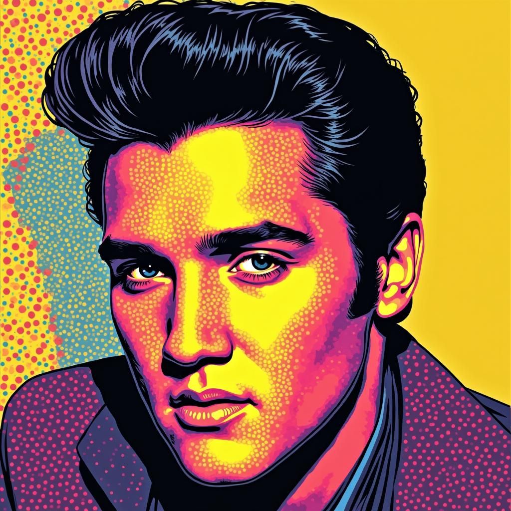 Elvis Presley Pop Art Portrait in Warhol Style
