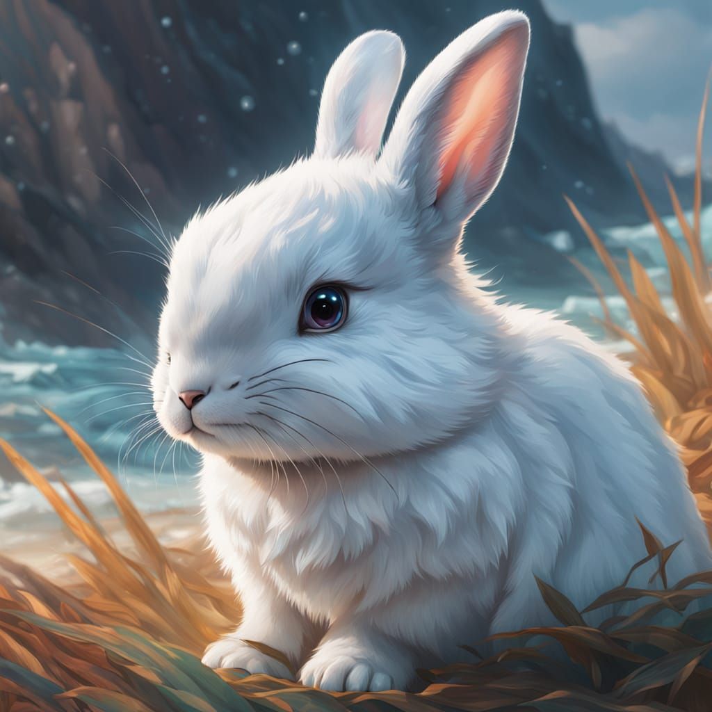 Whimsical Winter Wonderland Bunny in Triadic Colors