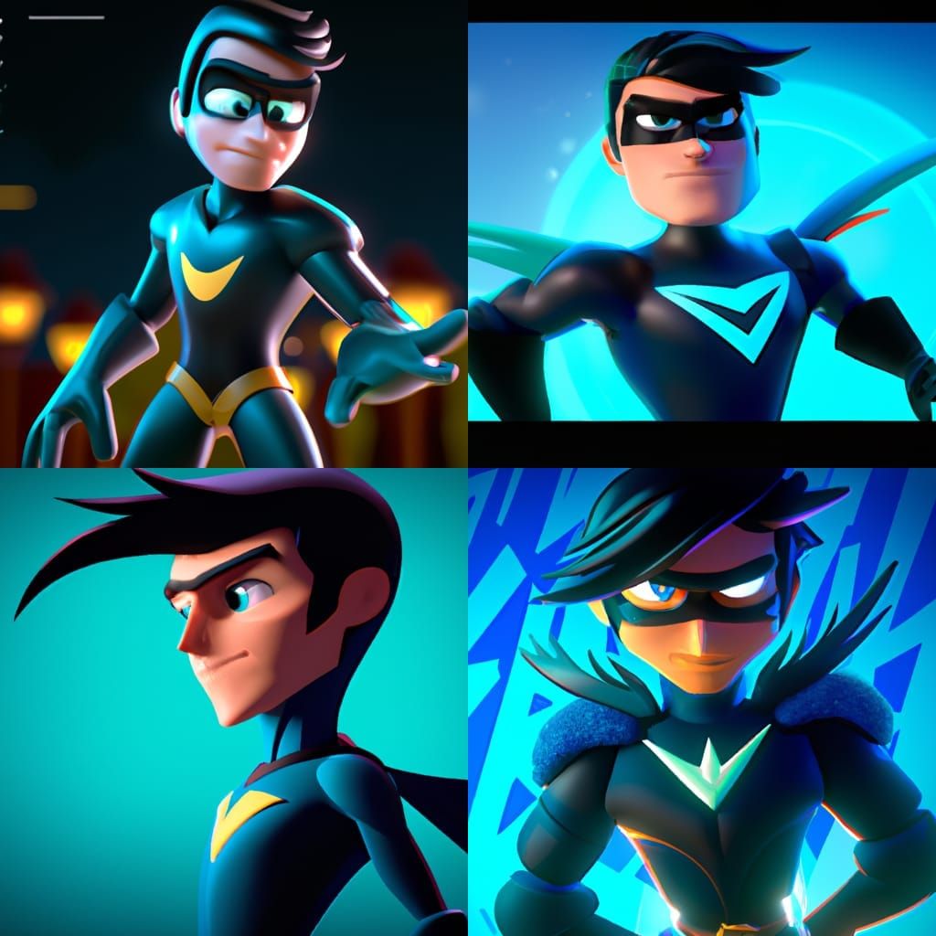 Nightwing as 3D Digital Art