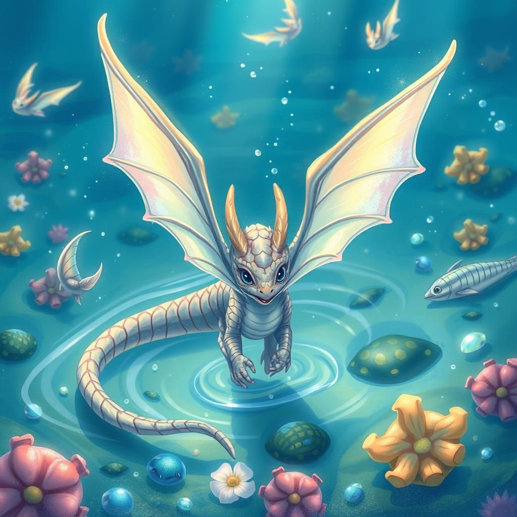 Whimsical Sea Wyverns in Studio Ghibli-Inspired Art