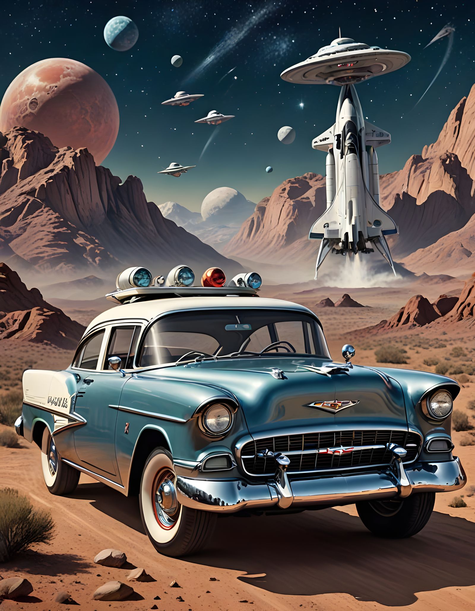 Vintage Futuristic Space Cruiser