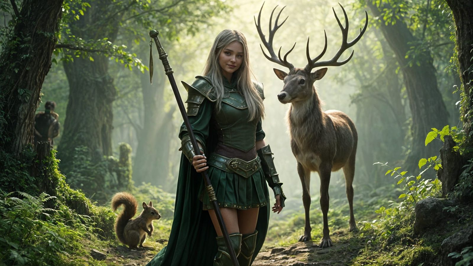 Elven Warrior Goddess in Ancient Jungle Ruins