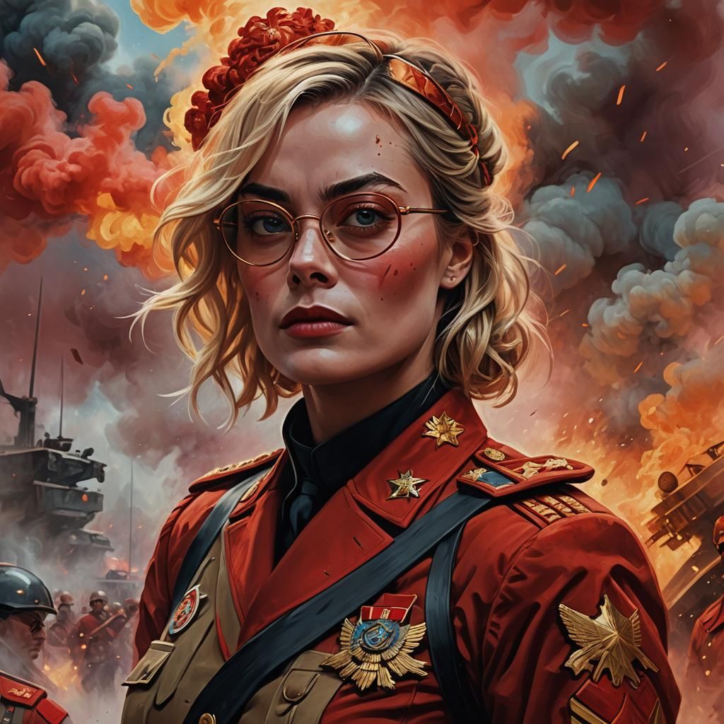 Fierce Army Commander in Smoke, Digital Art