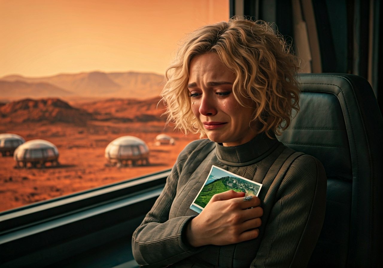 Futuristic Martian Woman Cries for Earth