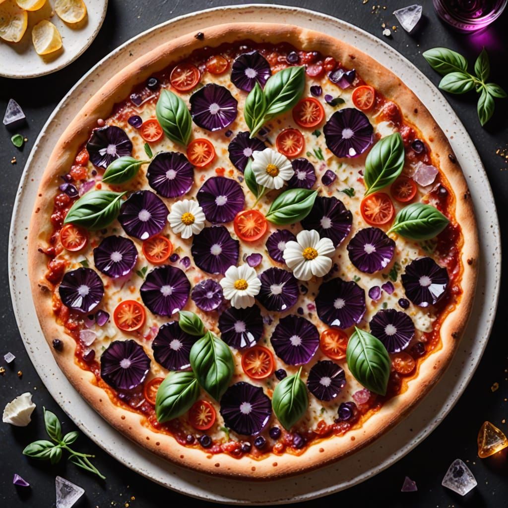 Crystalline Margherita Pizza: A Digital Art Creation