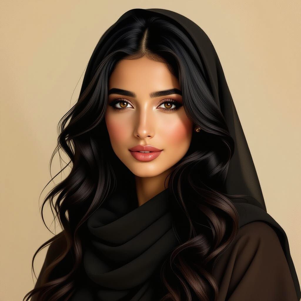 Elegant Arab Woman Portrait in Classical Style
