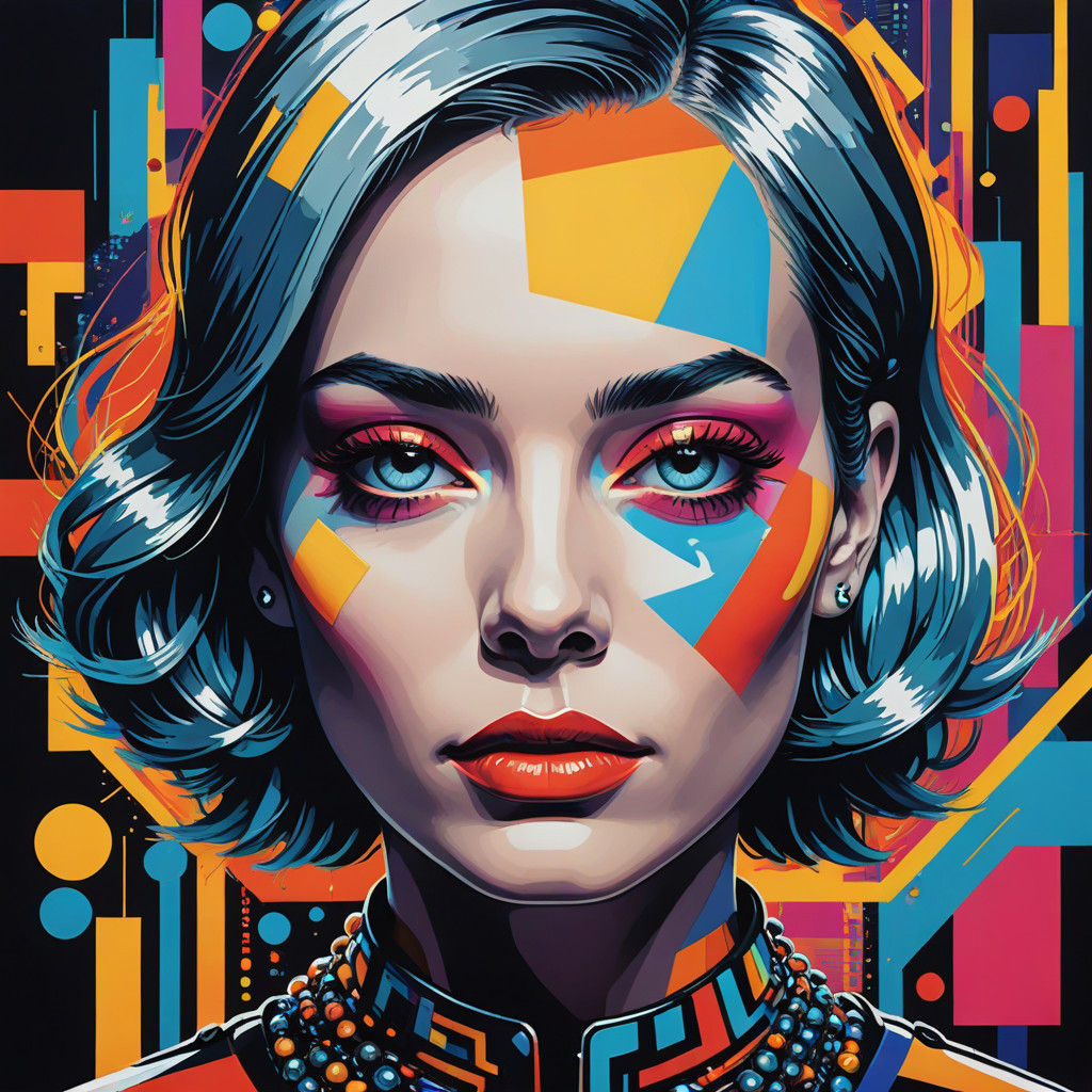 Baby Face in Vibrant Bauhaus-Inspired Pop Art Style