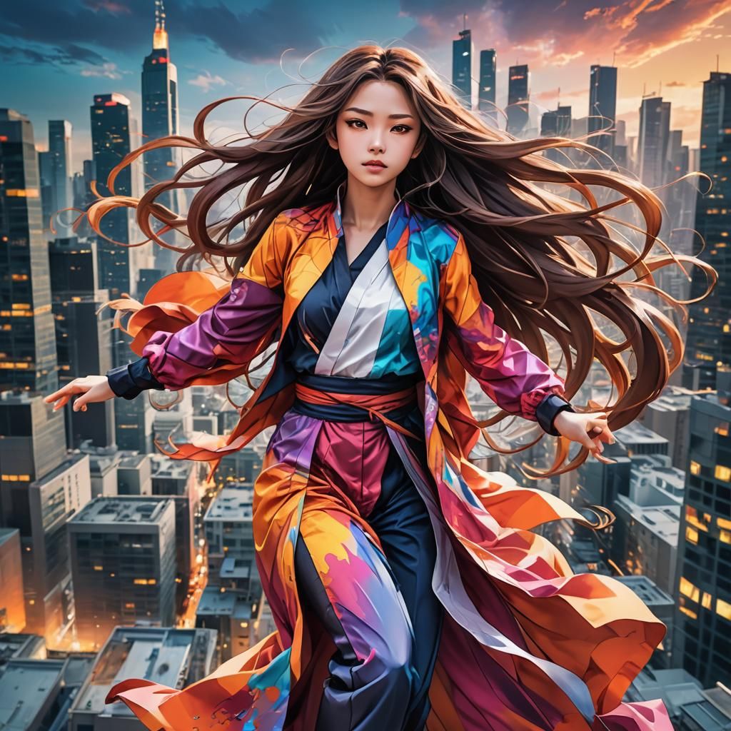 Anime Girl Portrait in Studio Trigger Style