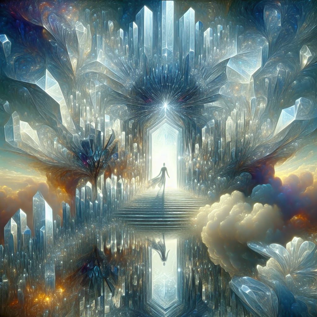 Ethereal Portal to Alien World in Cubist Style