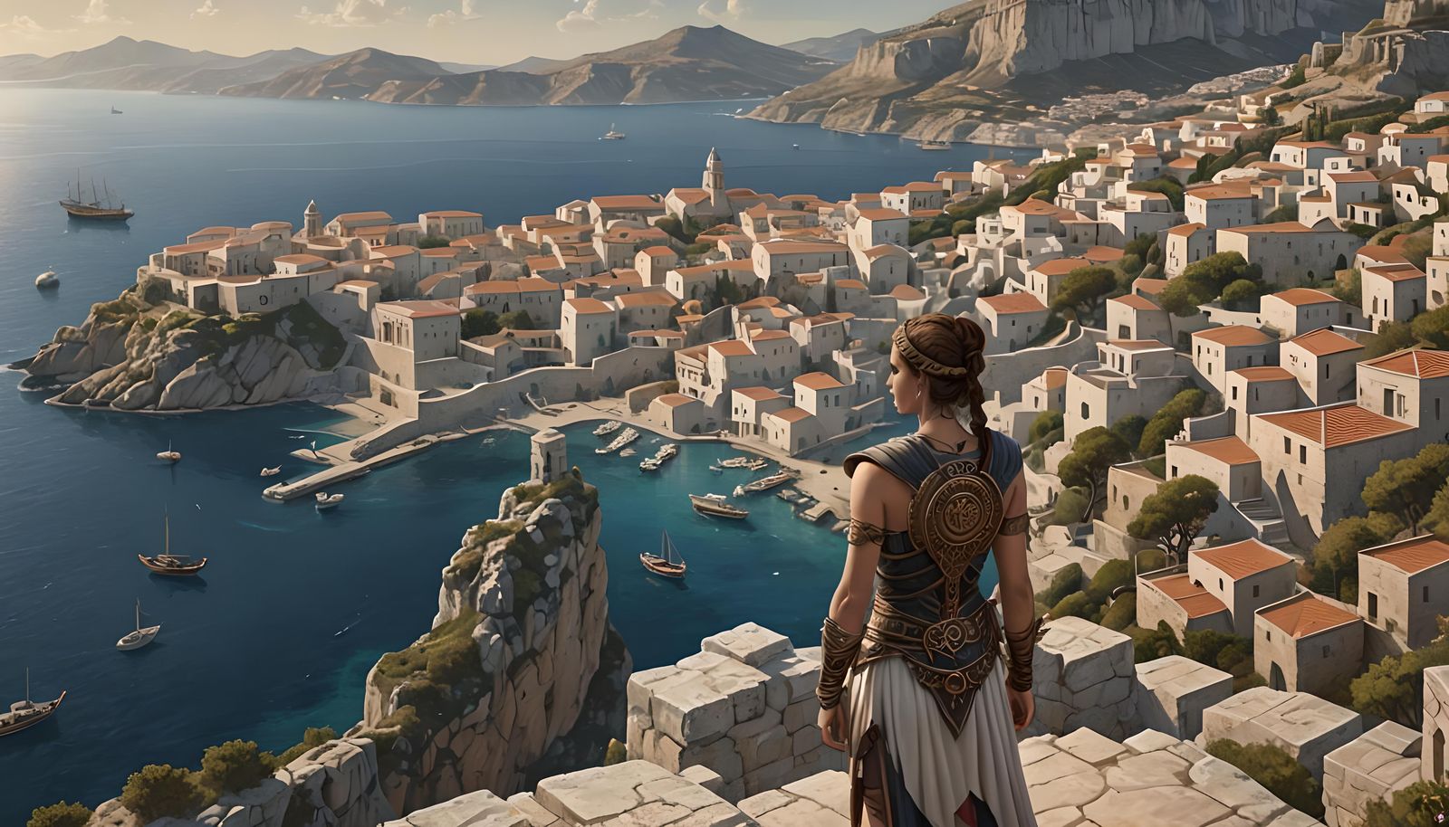Athena Overlooking Her Peaceful Greek Village