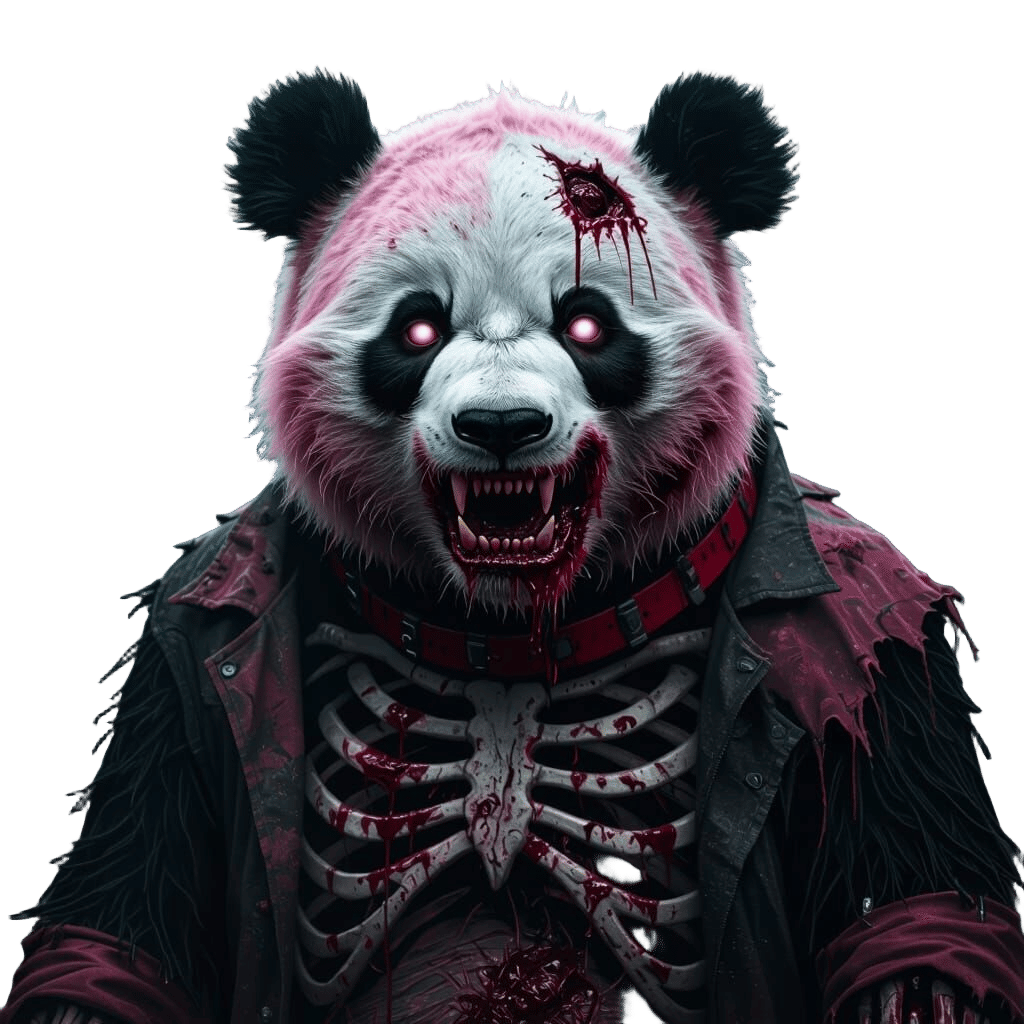 Terrifying Zombie Panda Bear with Glowing Eyes