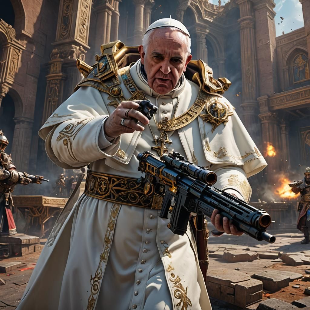 Pope Shoots Gun in StarCraft 2: Detailed Matte Painting
