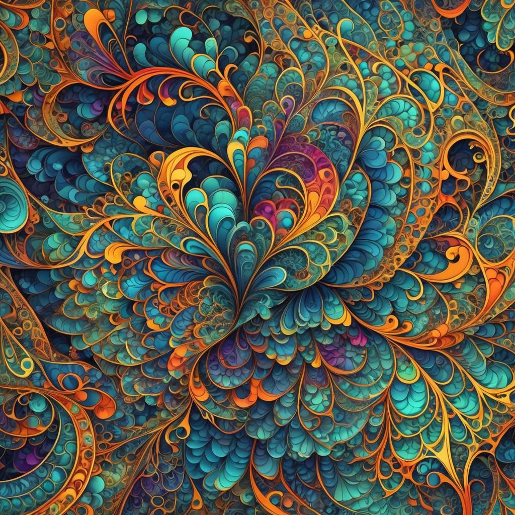 Mesmerizing Abstract Vector Fractal in Zentangle Patterns