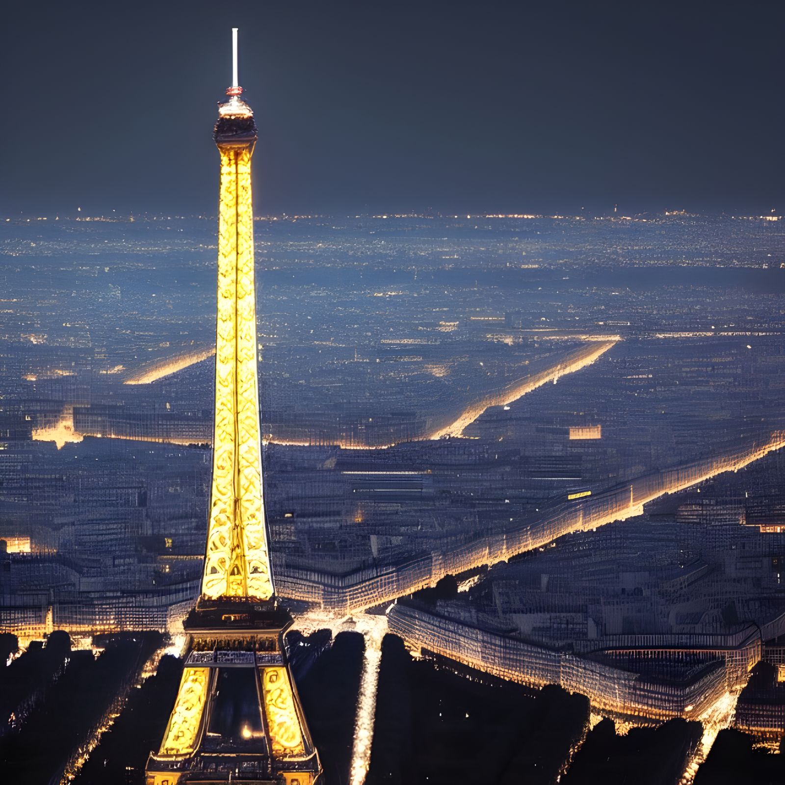 Champagne Celebration Atop Eiffel Tower, Photorealistic