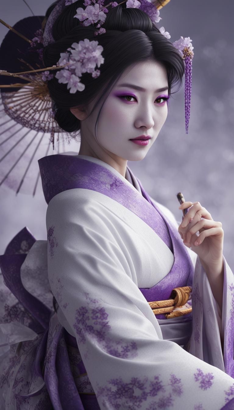Elegant Geisha Portrait in Dark Fantasy Style