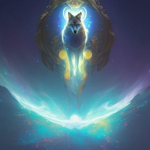 Cosmic Wolf Galaxy in Hyperdetailed Concept Art