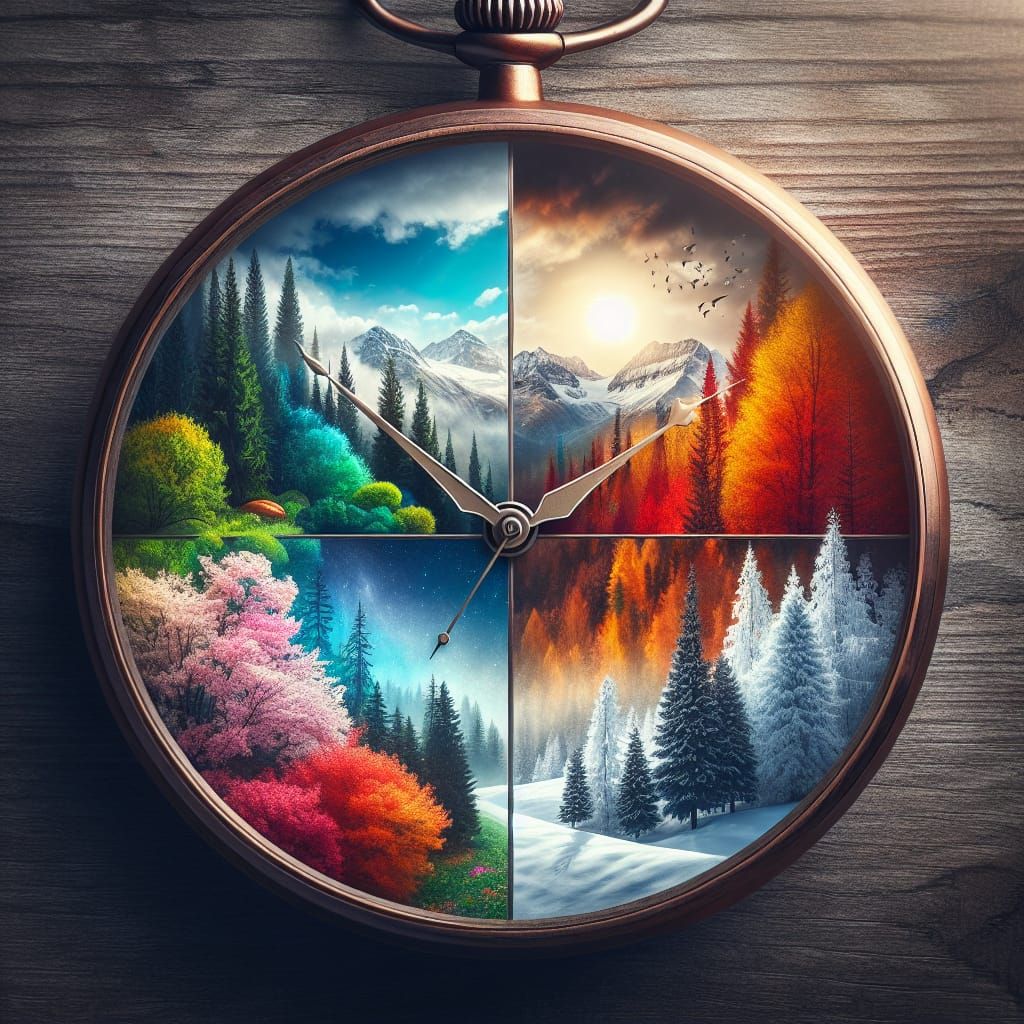 Four Seasons Reflected in a Pocket Watch