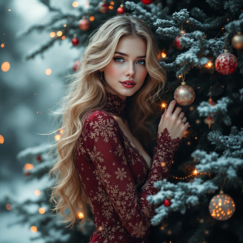 Christmas Woman in Shinkai Makoto Style